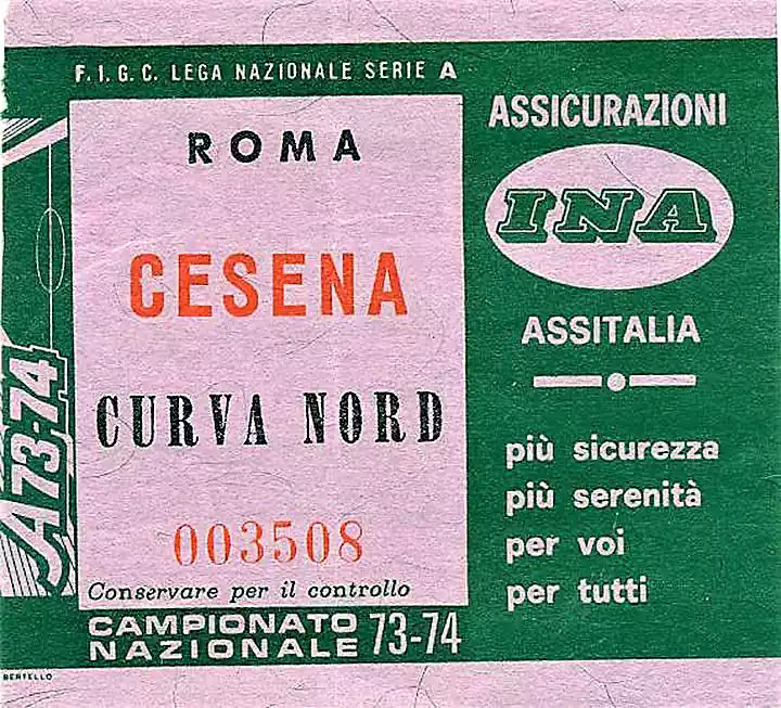 Biglietto Roma-Cesena 1973-74